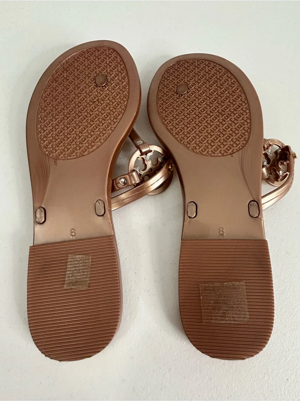 Tory Burch Mini Miller Rose Gold Jelly Sandals Size 8
